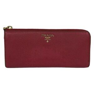 Prada Wallet Pink L-shaped Zipper Leather